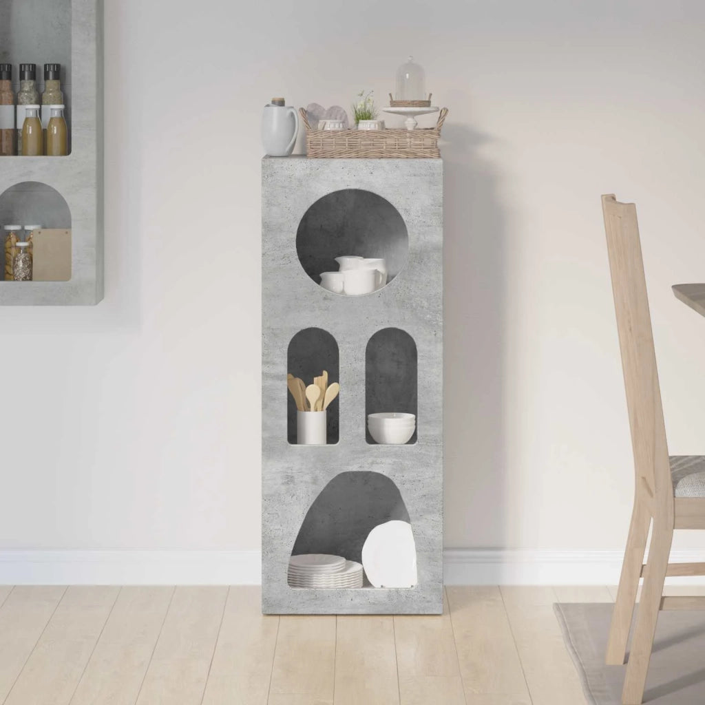 Credenza | Madia | Buffet da pranzo | Armadio da pranzo Grigio cemento 40 x 35 x 100.5 cm Legno multistrato