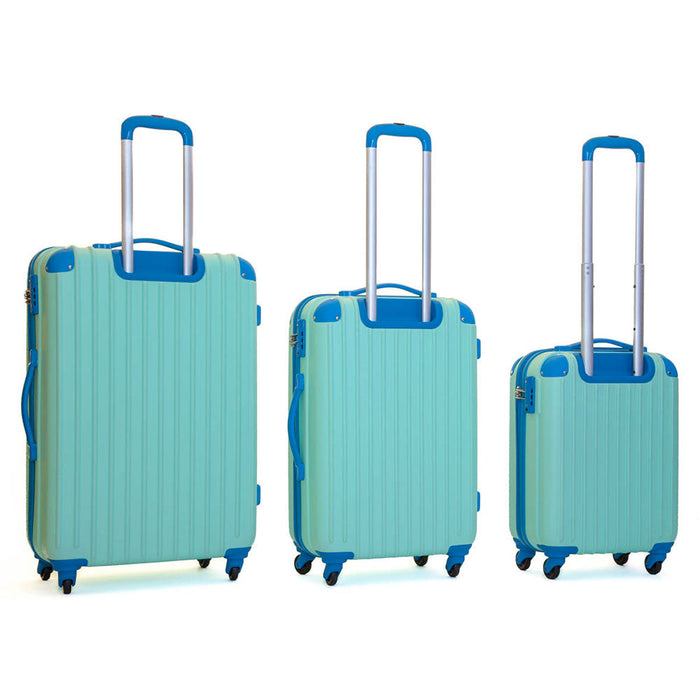 Set 3 Valigie Trolley Rigide in ABS 4 Ruote TSA Ravizzoni Luna Verde Acqua