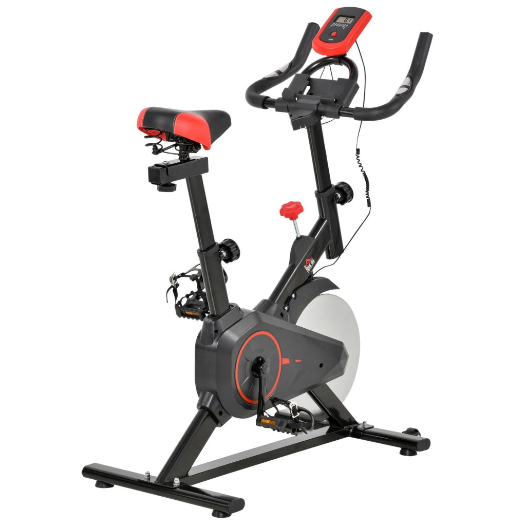 Cyclette da Interno con Display LCD Cardiofrequenzimetro Sella e Manubrio Regolabili Volano 6 kg ¨C Xylo ¨C Nero Rosso