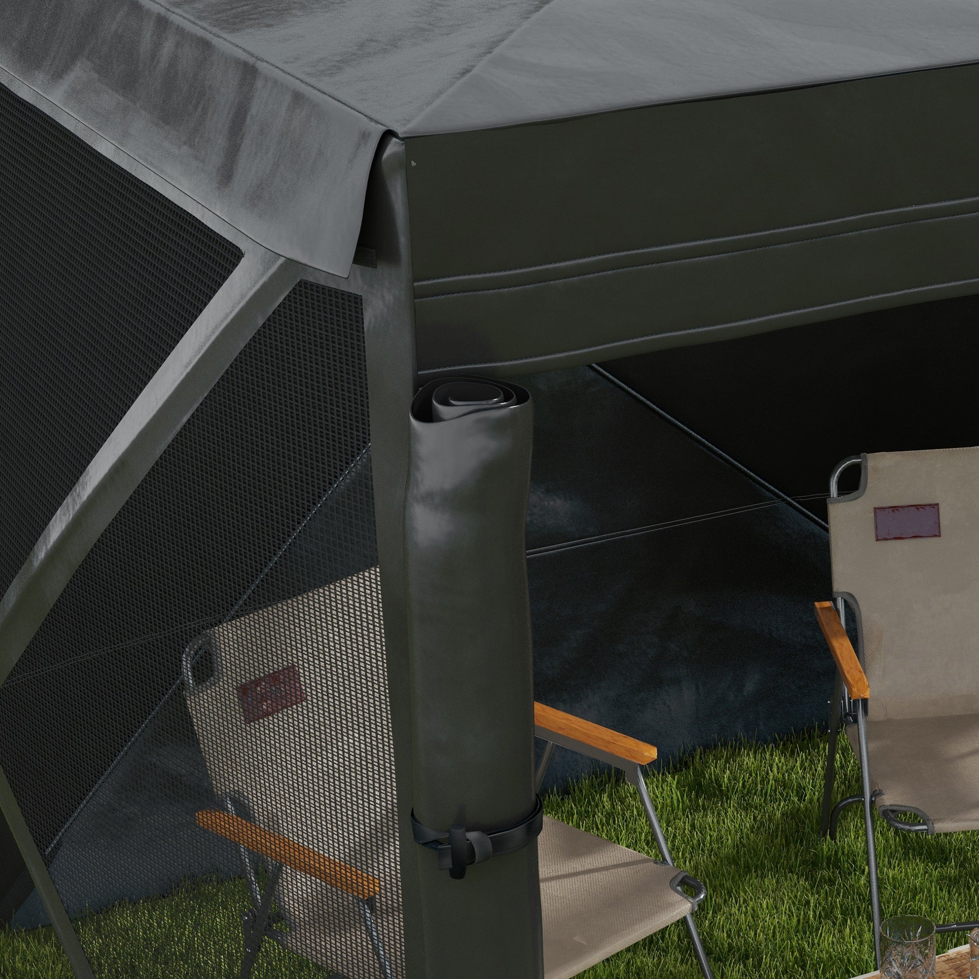 Gazebo da Giardino  Pieghevole con Tende e Zanzariere 2x2,5m e Borsa di Trasporto Nero