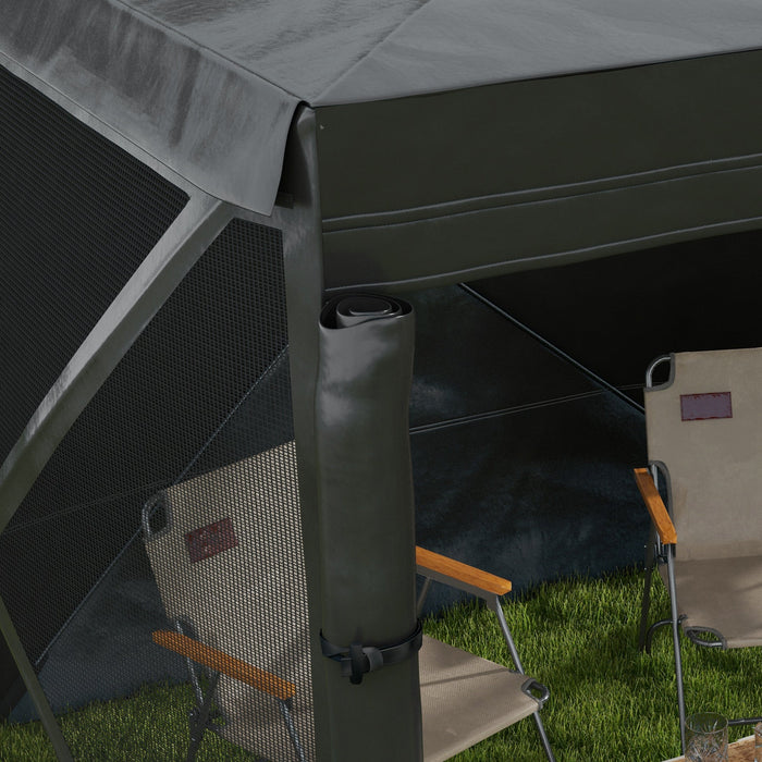 Gazebo da Giardino  Pieghevole con Tende e Zanzariere 2x2,5m e Borsa di Trasporto Nero