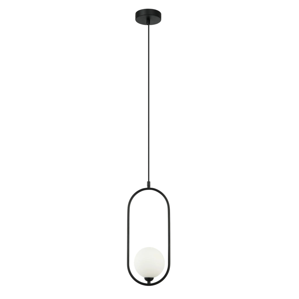 Lampada a sospensione Italux Lupus nera sfera vetro Ø11cm
