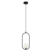 Lampada a sospensione Italux Lupus nera sfera vetro Ø11cm