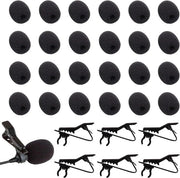 Kit di sostituzione per microfono inverso con 24 coperture protettive per microfono a schiuma, 6 clip per microfono a forma di dado - Adatto per microfoni per cuffie miniaturizzate