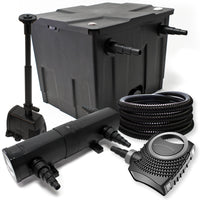 Set filtrante per laghetto 12000l con chiarificatore UVC 36W, pompa SuperEco 80W, skimmer e fontana