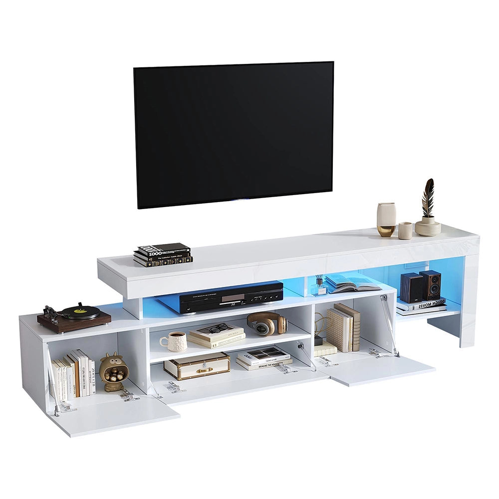 Mobile TV 192x37x53cm - Xylo - 3 Ante con Luci LED, Bianco, fino a 85"