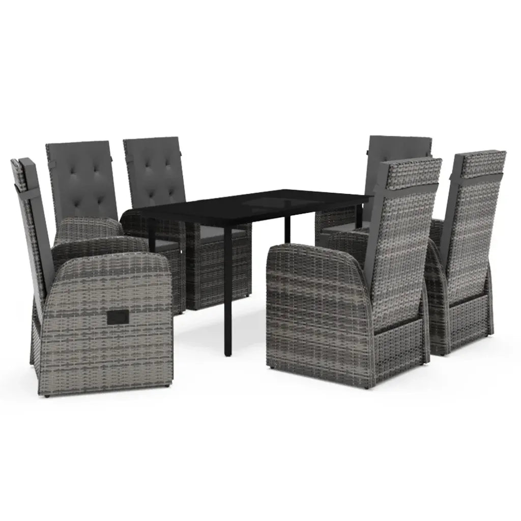 Set Mobili da Pranzo per Giardino 7 pz con Cuscini Grigio cod mxl 50891