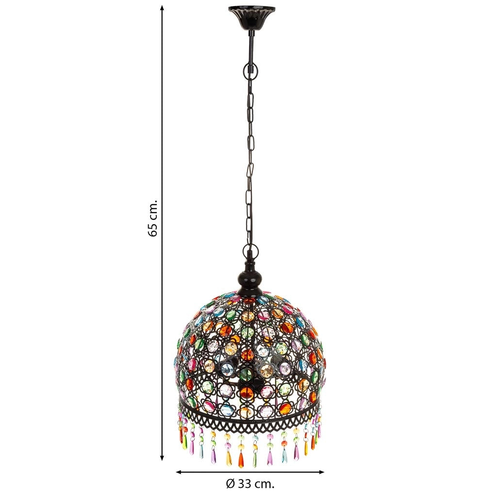 Lampada in metallo con perline in cristallo acrilico 33x33x65h cm