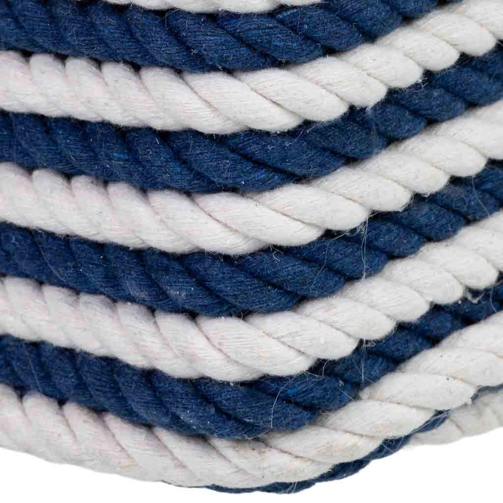 Fermaporta in cotone con motivo nautico blu, 12x12x27h cm