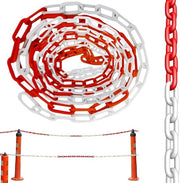Chiusura per catena di sicurezza in plastica, catena a anello, 15 metri, 6 mm, colore rosso/bianco