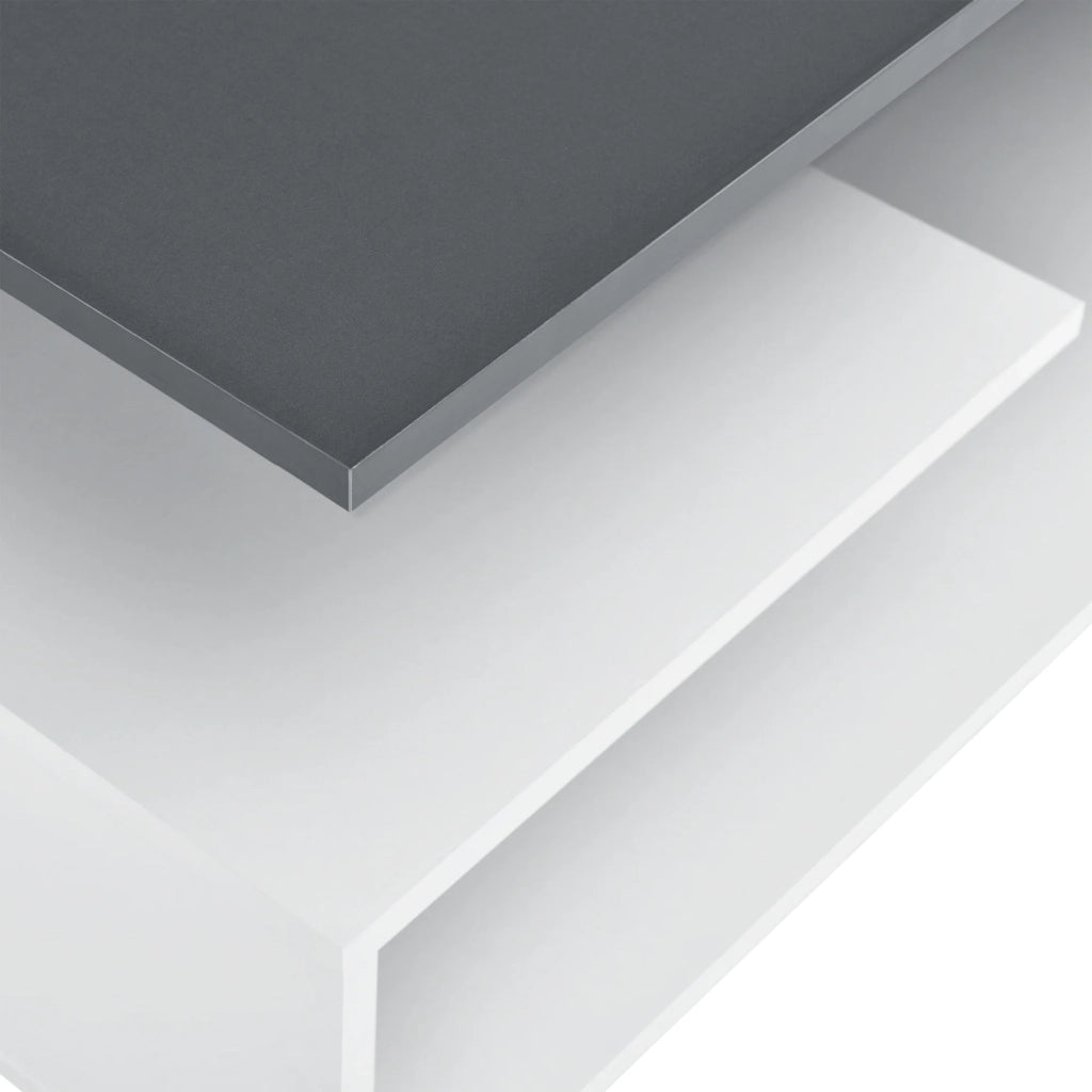 Tavolino da salotto con ripiano portaoggetti in MDF 90 cm bianco e grigio scuro 03_0004158
