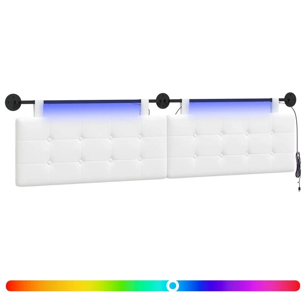 Testiera sospesa Con luce LED Bianco Tessuto