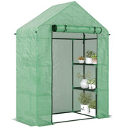 Serra da Giardino in Acciaio e Plastica PE con 4 Ripiani, Funi e Picchetti, 141x72x191 cm, Verde