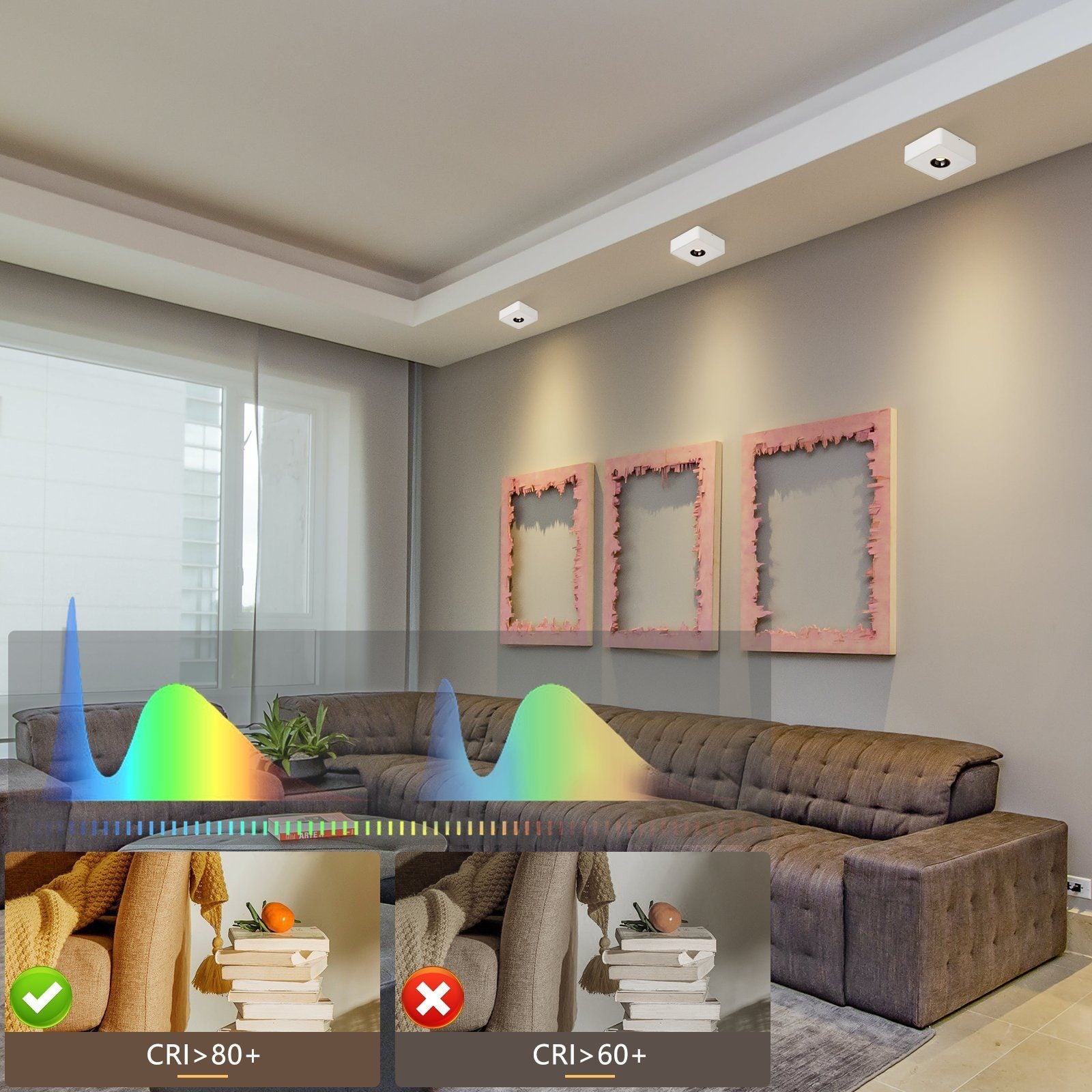 ZMH Faretto da soffitto LED da superficie 7W a sospensione bianco caldo