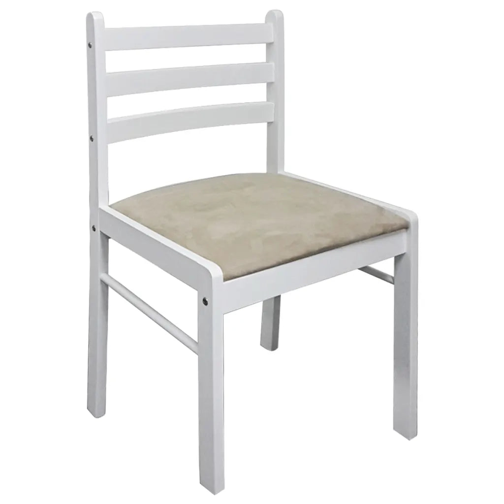 Sedie da Pranzo 4 pz Bianche Legno Massello di Hevea e Velluto 242031