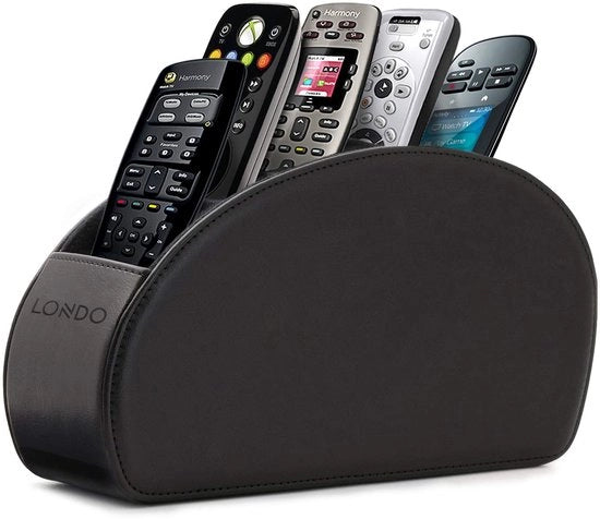 Sostegno per telecomandi con 5 cassette - Spazio per telecomandi per DVD, Blu-ray, TV, Roku o Apple TV - Cuoio PU con rivestimento in suede - Sottile e compatto per la conservazione