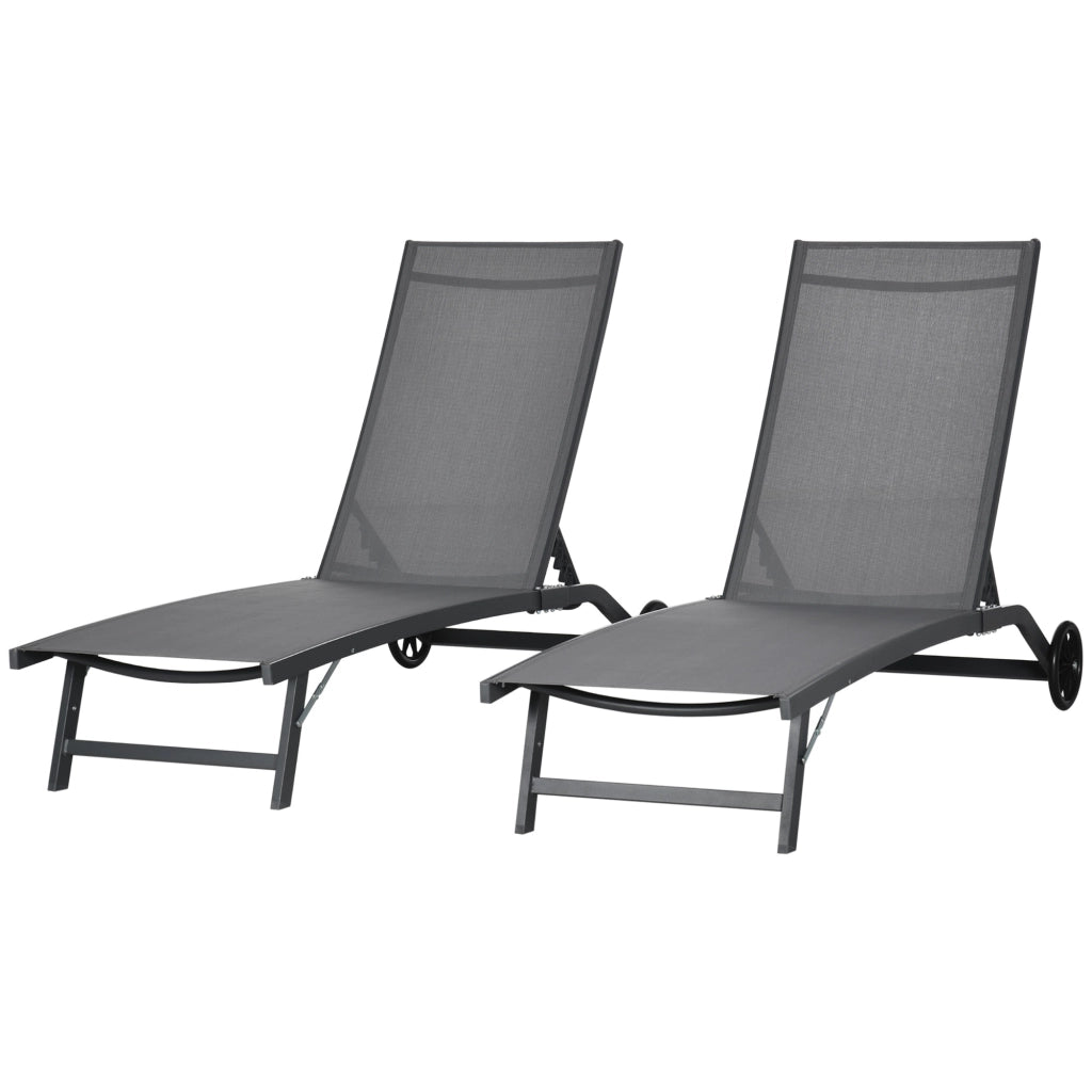 Set 2 Lettini Prendisole ¨C Zephmum ¨C Grigio Scuro, Alluminio, 66x165x102 cm