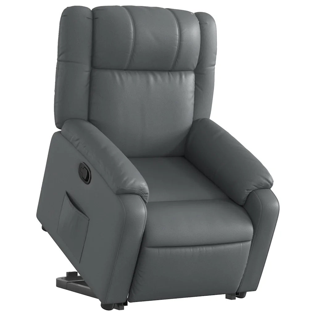 Poltrona Alzapersona Reclinabile Grigio in Similpelle 3205153
