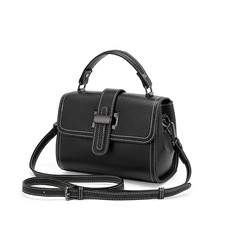 Borsa a mano da donna in vera pelle, nera.