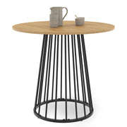 IDMarket - YUNA Tavolo da pranzo rotondo per 4 persone con piano in legno e gamba in filo metallico nero 80 cm