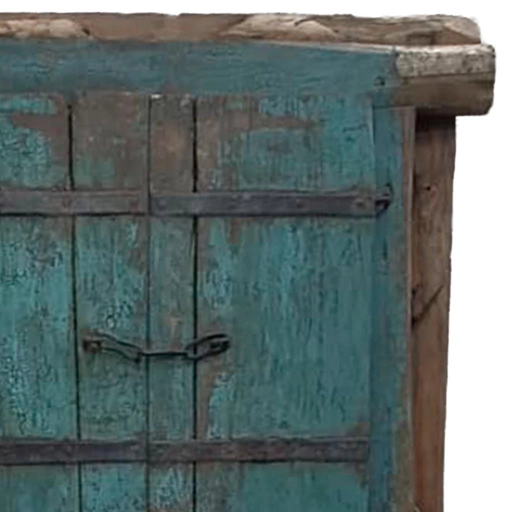 Finestra in legno con finitura artigianale blu, 105x12x166h cm
