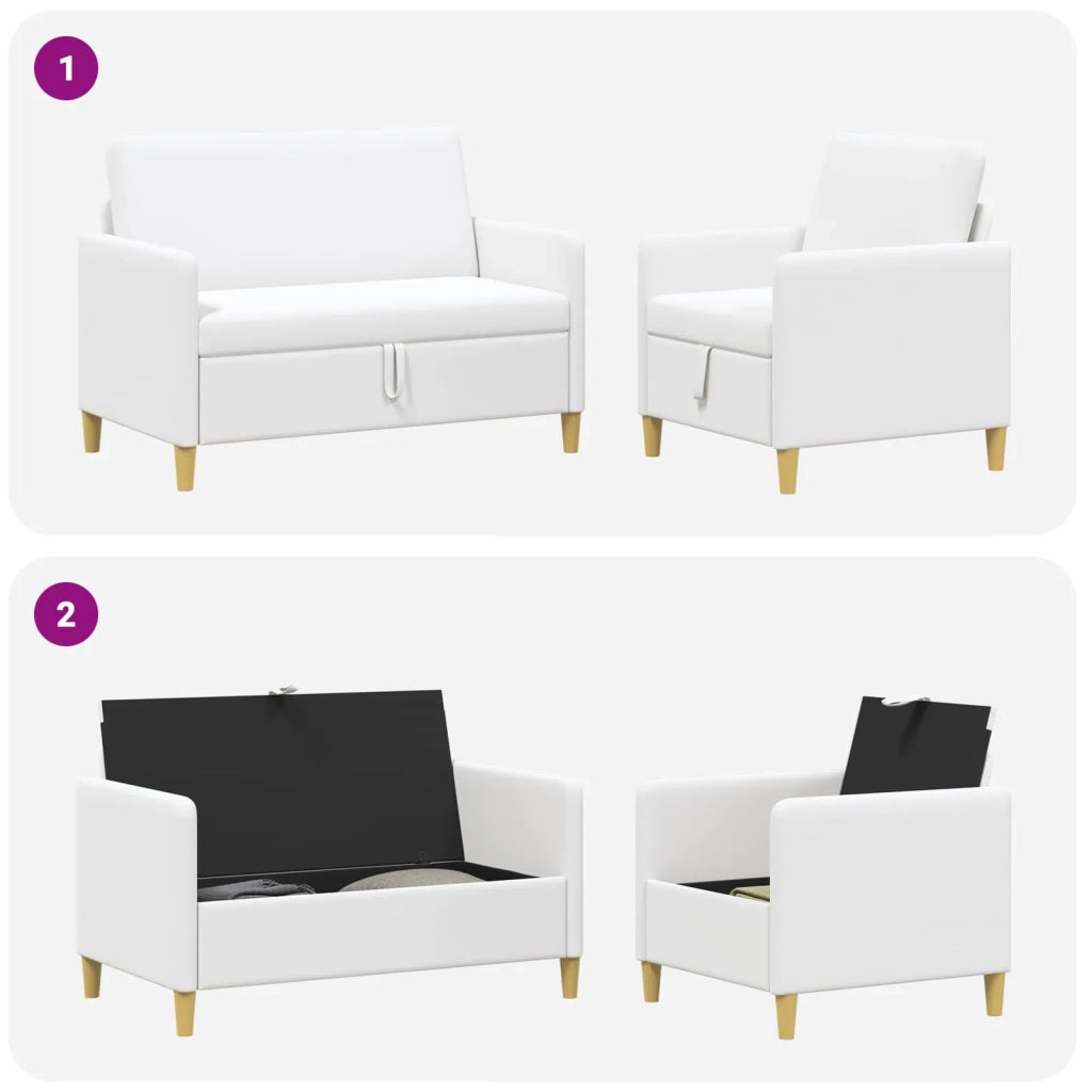 Set di Divani con Storage 2 pcs Bianco Poliestere 3429159