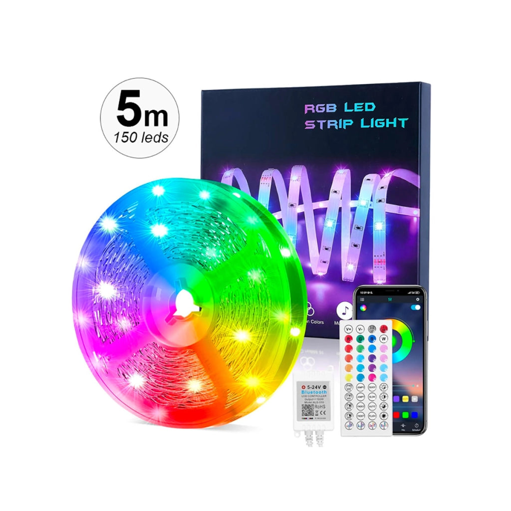 150 LED RGB Bluetooth Connected Luce a nastro impermeabile IP65 5m Multicolore Avizar