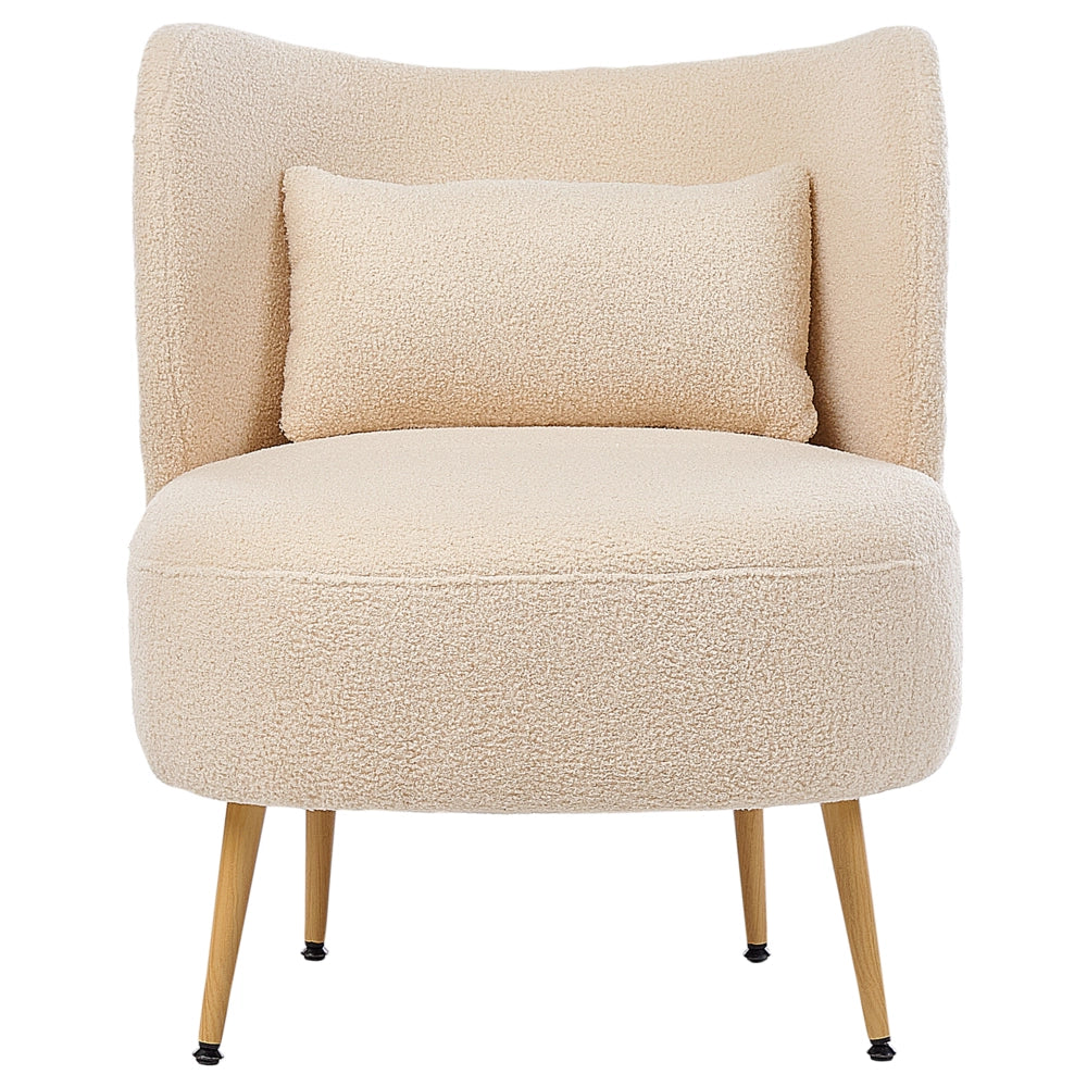 Poltrona da salotto con schienale curvo  boucle beige stile glam elegante soggiorno