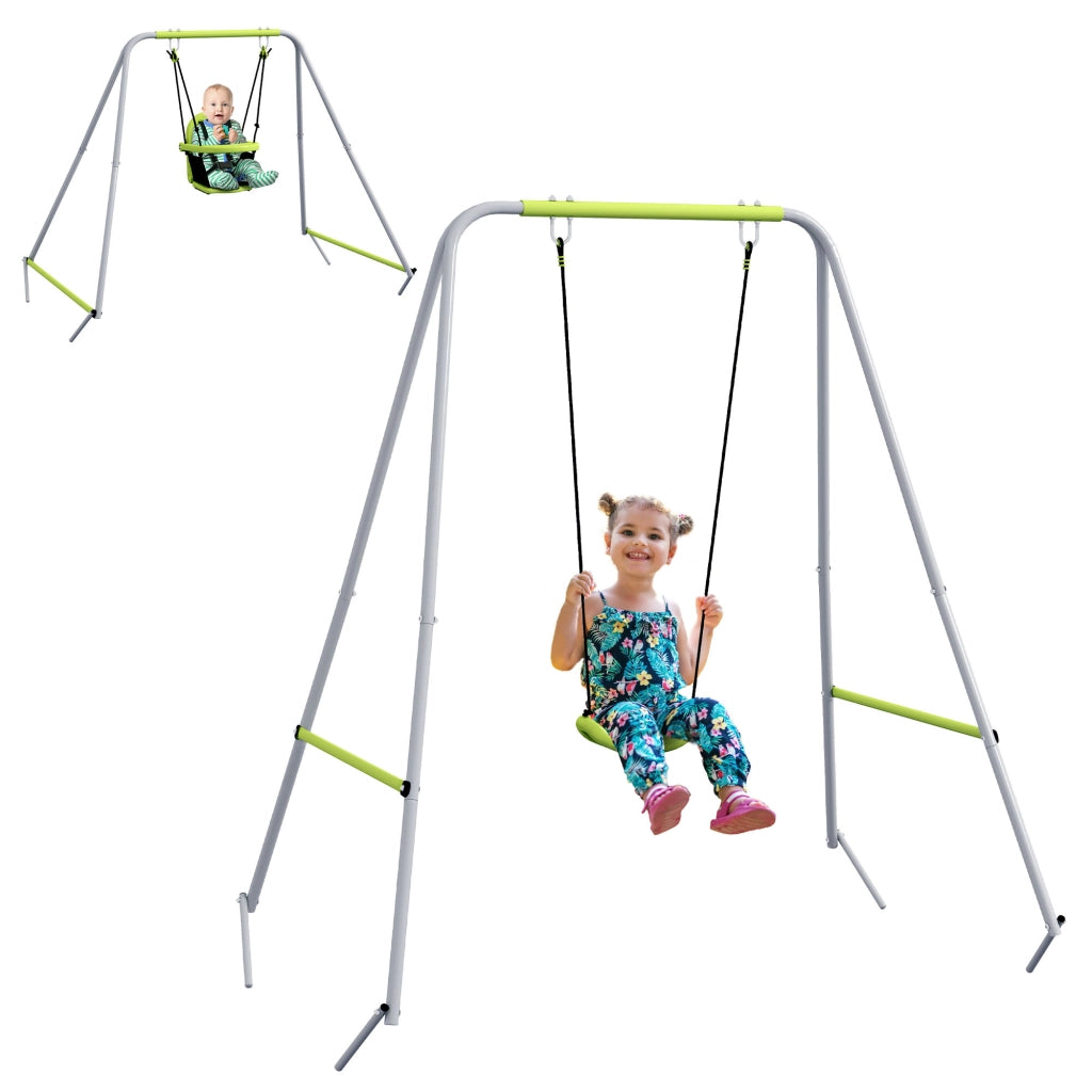 Altalena Portico 2 in 1 per Bambini ¨C Zephmum ¨C Verde con Cintura di Sicurezza a 5 Punti