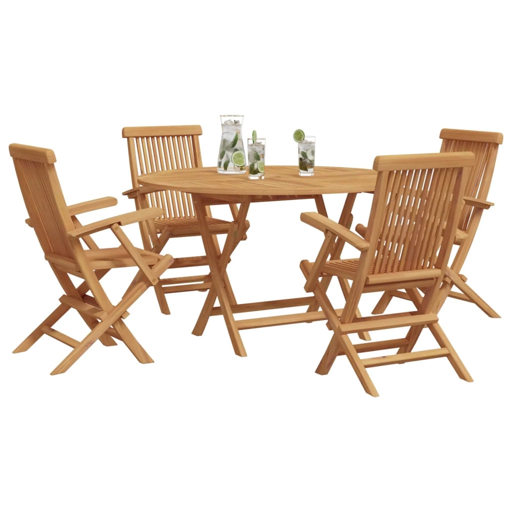 Set da Pranzo per Giardino 5 pcs Marrone Legno di teak solido 3385970