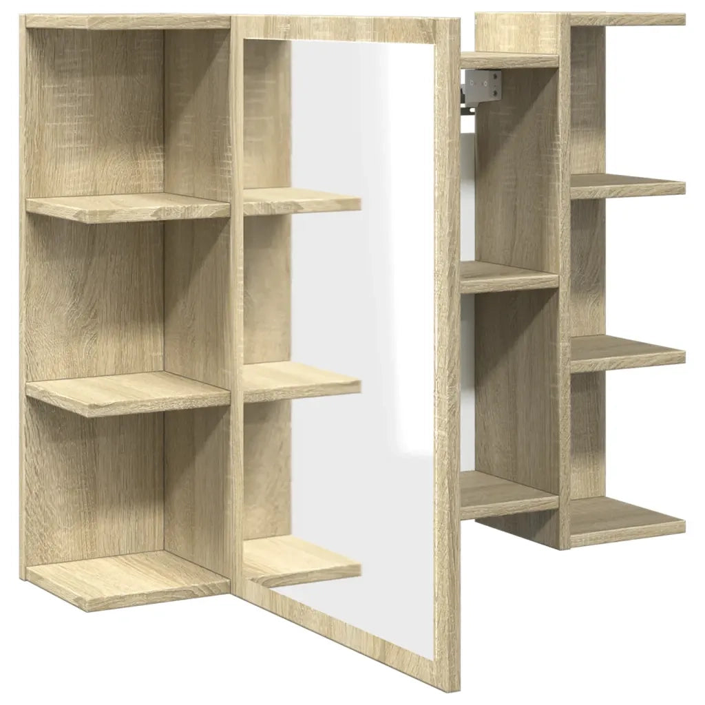 Mobile bagno con specchio-Armadietto a Specchio da Bagno-Mobile bagno con specchio-Armadietto a Specchio da Bagno Rovere Sonoma 80x20,5x64 Multistrato