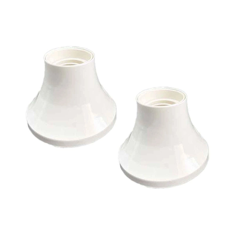 2 Pezzi Portalampade E27 da Parete con Base Dritta in Termoplastico Bianco