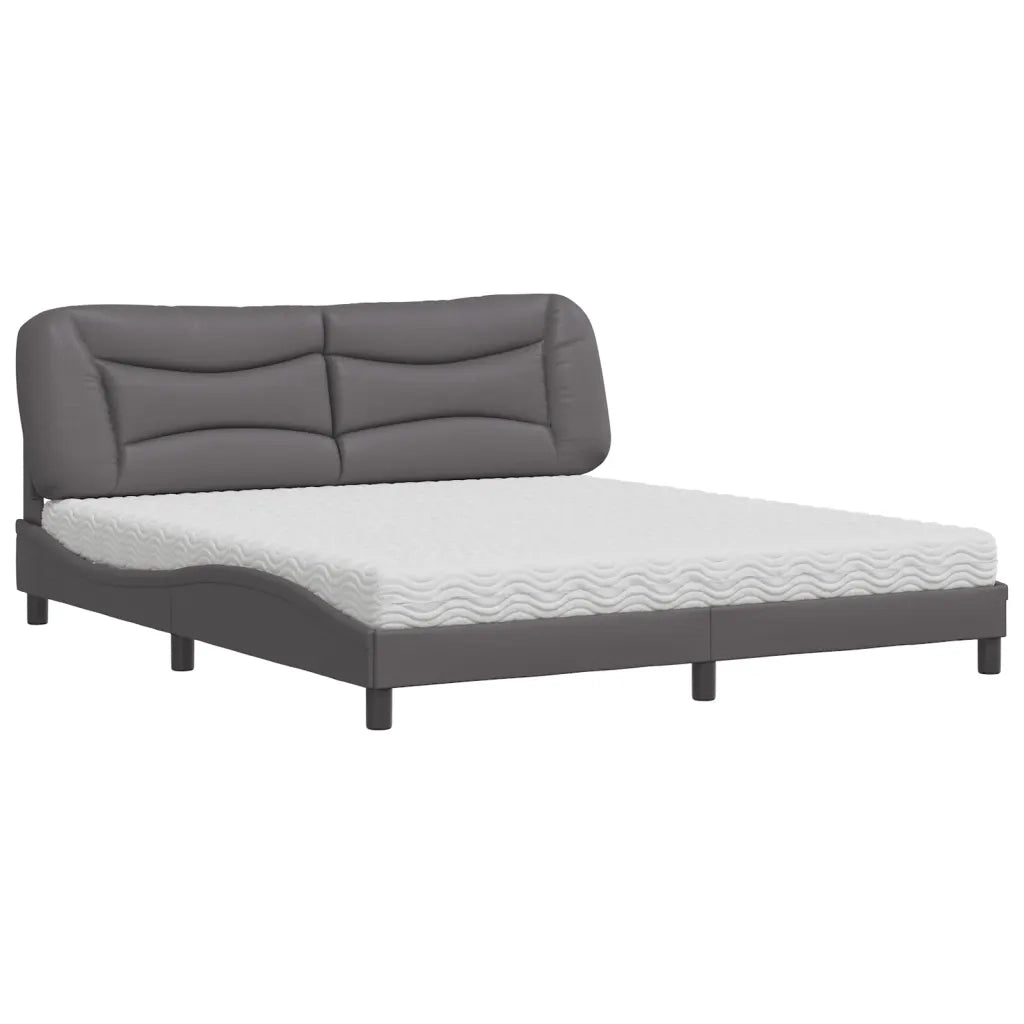 Letto con Materasso Hvar Grigio 180x200 cm in Similpelle