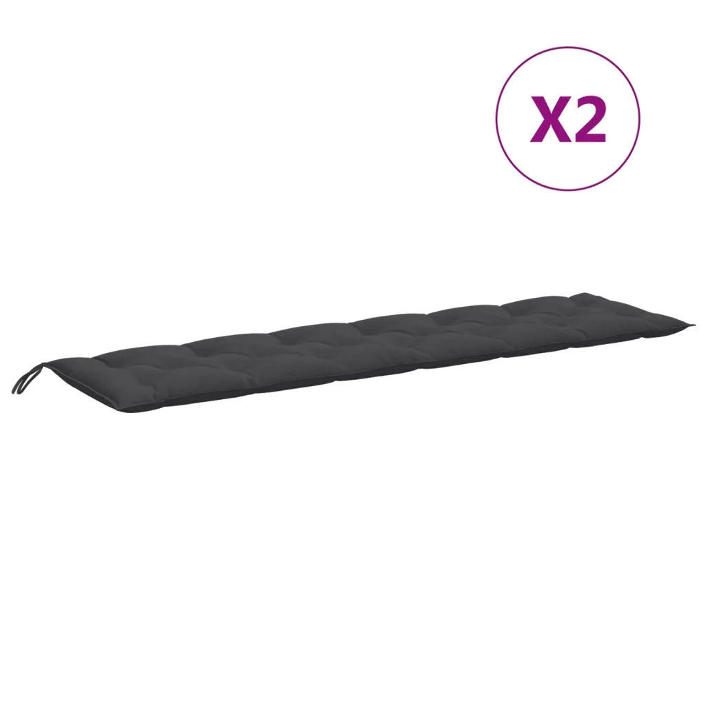 Cuscini Panca Giardino 2pz Antracite MÃ©lange 200x50x7cm Tessuto
