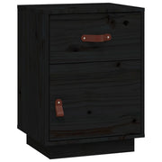 Comodino | Armadio da Notte | Mobiletto da notte Nero 40x34x55 cm in Legno Massello di Pino