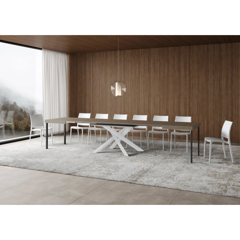 Tavolo allungabile 120/380x90 cm Volantis telaio Bianche - Tortora