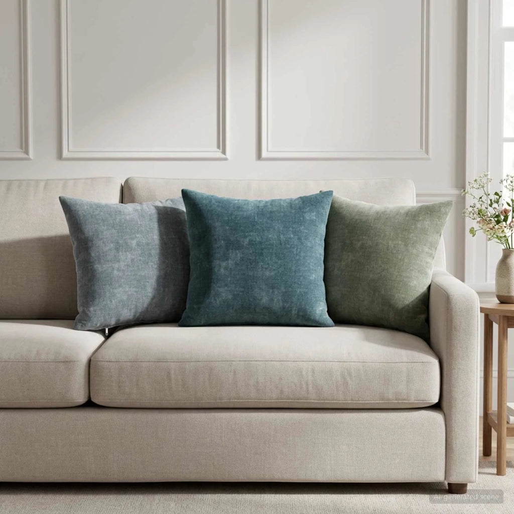 Federa 6 pz HEERLEN Blu 40 x 40 cm Tessuto Chenille 908510