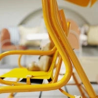 Dondolo per Bambini da Esterno a 2 Posti con Tettuccio Regolabile e Cinture di Sicurezza, 112x75x120 cm, Giallo