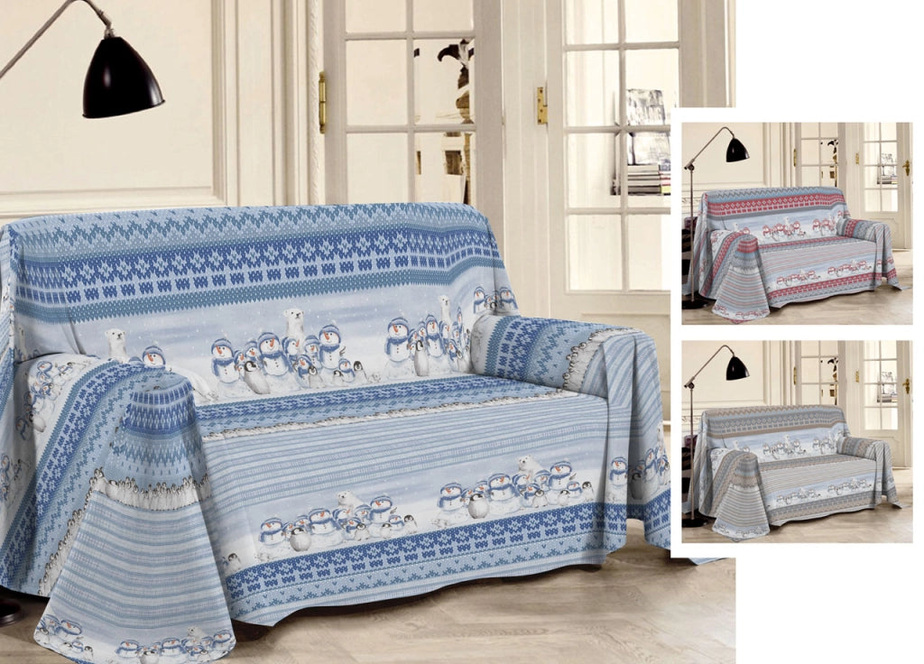 Telo Arredo Multiuso Linea Pensieri Delicati In Cotone Disegno Inverno Polare - Singolo - Blu