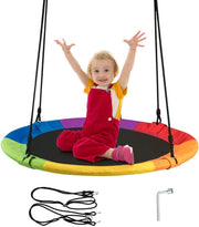 Altalena da Giardino a Nido, Altalena da Giardino per Bambini, con Telaio in Metallo, Regolabile in Altezza: 100-160 cm, Carico Fino a 150 kg (Colorato)