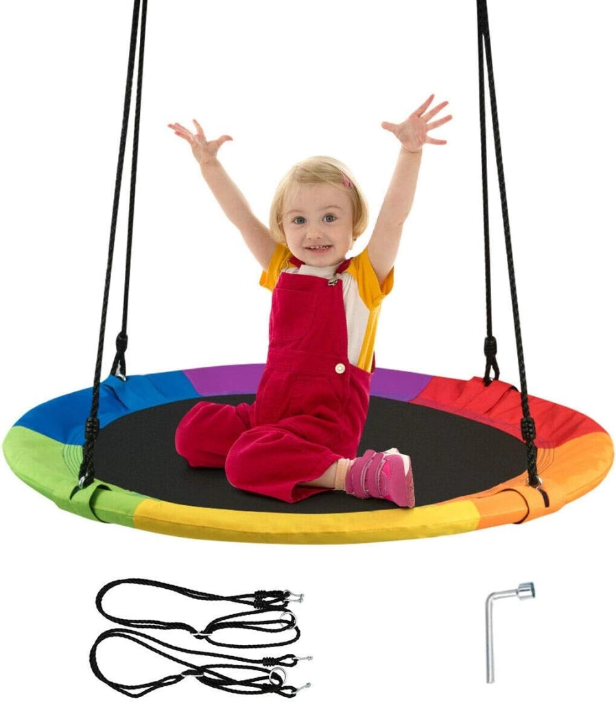 Altalena da Giardino a Nido, Altalena da Giardino per Bambini, con Telaio in Metallo, Regolabile in Altezza: 100-160 cm, Carico Fino a 150 kg (Colorato)