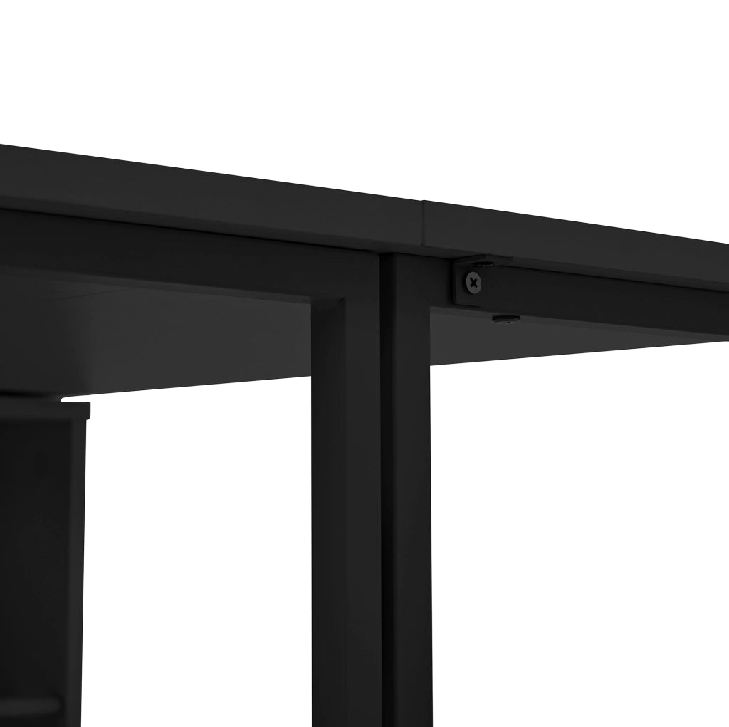 Tavolo bar allungabile 121.5x40x76.7 cm con piano girevole e spazio contenitivo in MDF nero