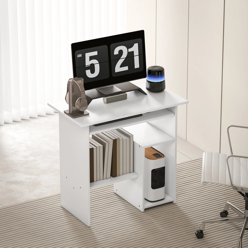 Scrivania per computer ¨C zephmum ¨C Bianco, metallo, legno, 80x45x75 cm
