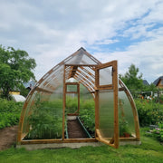 Serra da giardino Arched Wood 3 x 8 m (24 m²), 6 mm con rivestimento in policarbonato
