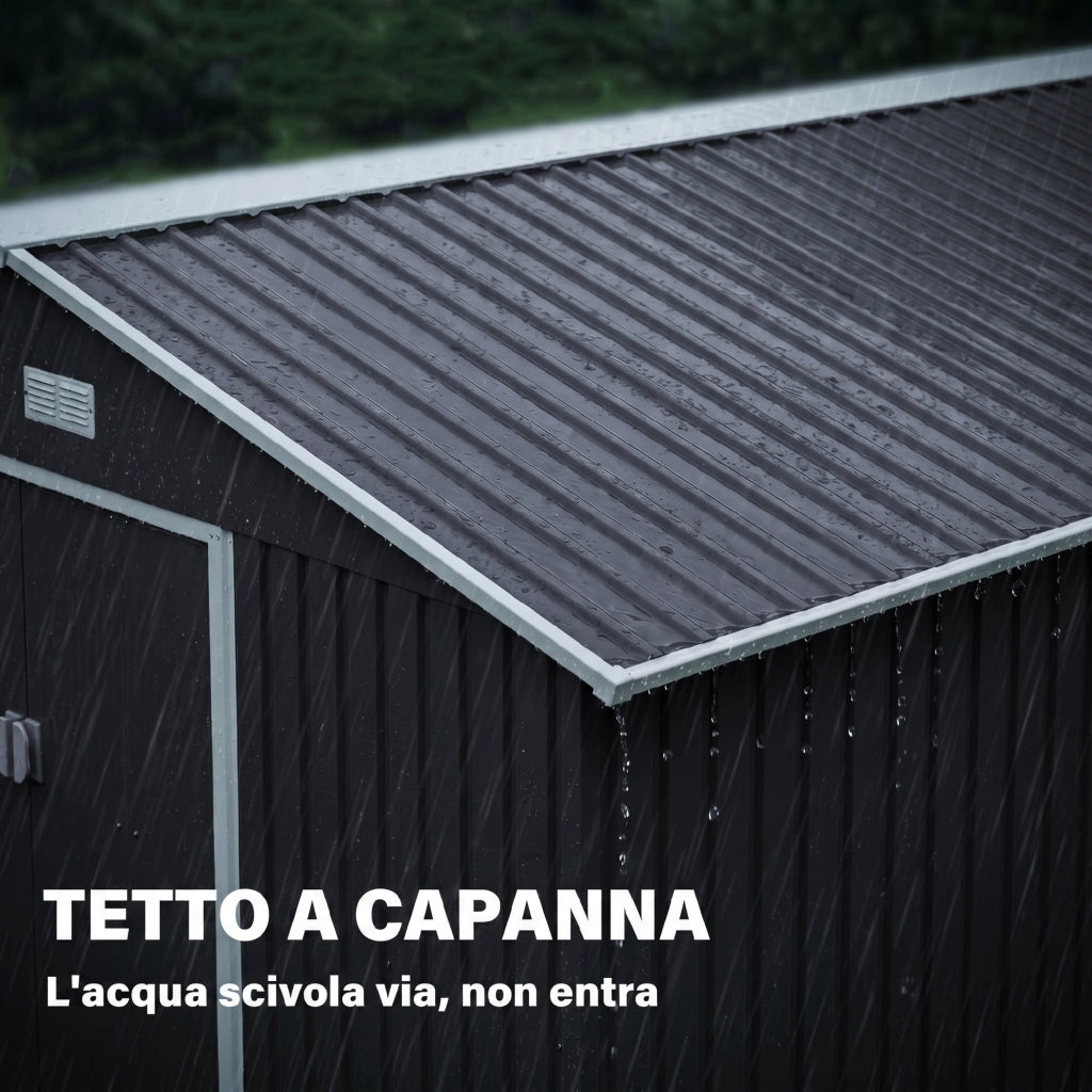 Casetta da Giardino ¨C zephmum ¨C Grigio Acciaio 322x277x192 cm