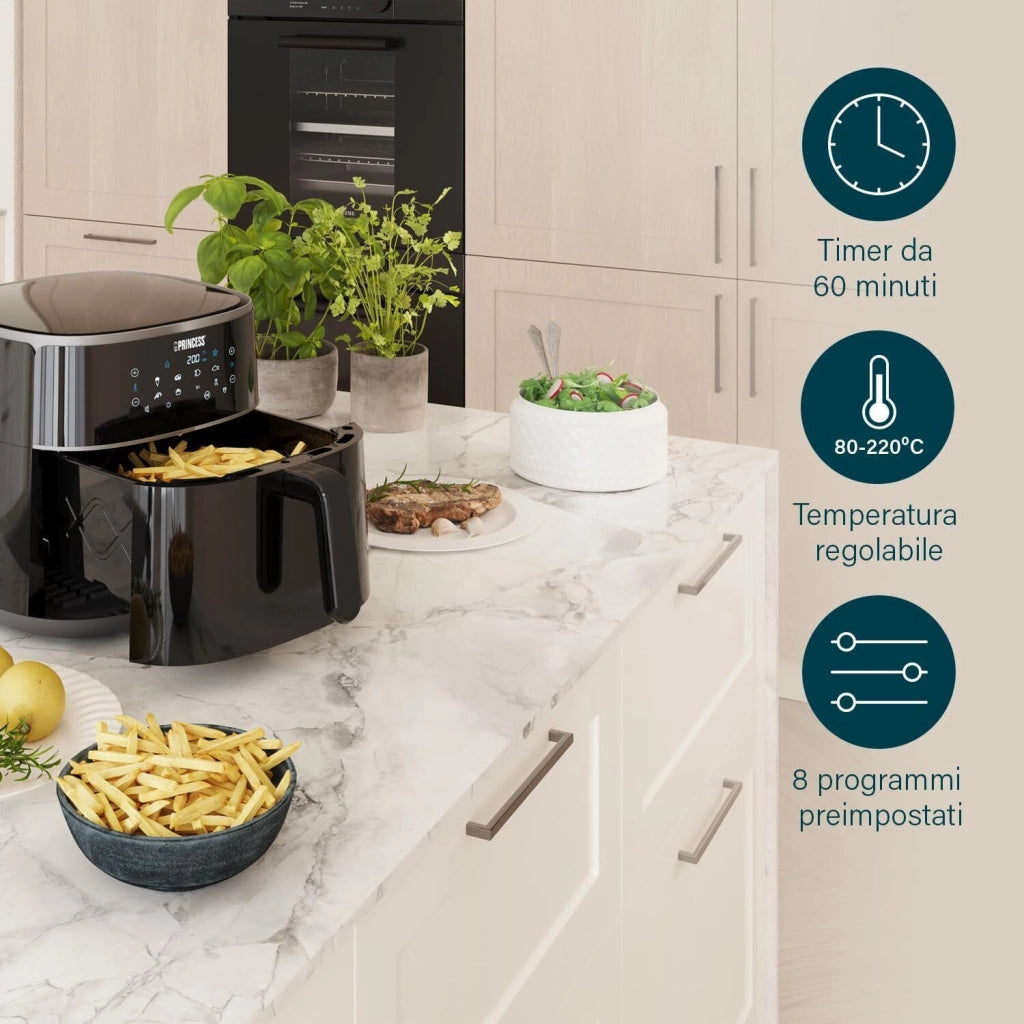 Princess 01.182244.01.001 friggitrice Singolo 6 L Indipendente 1500 W Friggitrice ad aria calda Nero