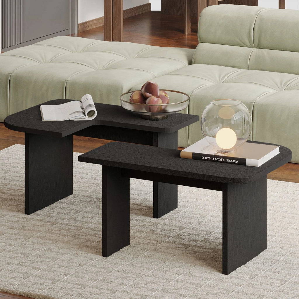 Set di tavolini in legno "Iris" - 90 x 45 x 35 cm - Nero