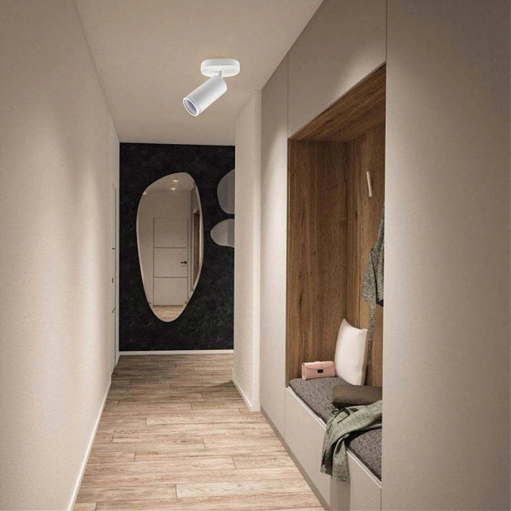 Trade Shop - Applique Plafoniera Orientabile Da Soffitto Parete 1 Diffusore Lampada Gu10 Ts-1 - Bianco