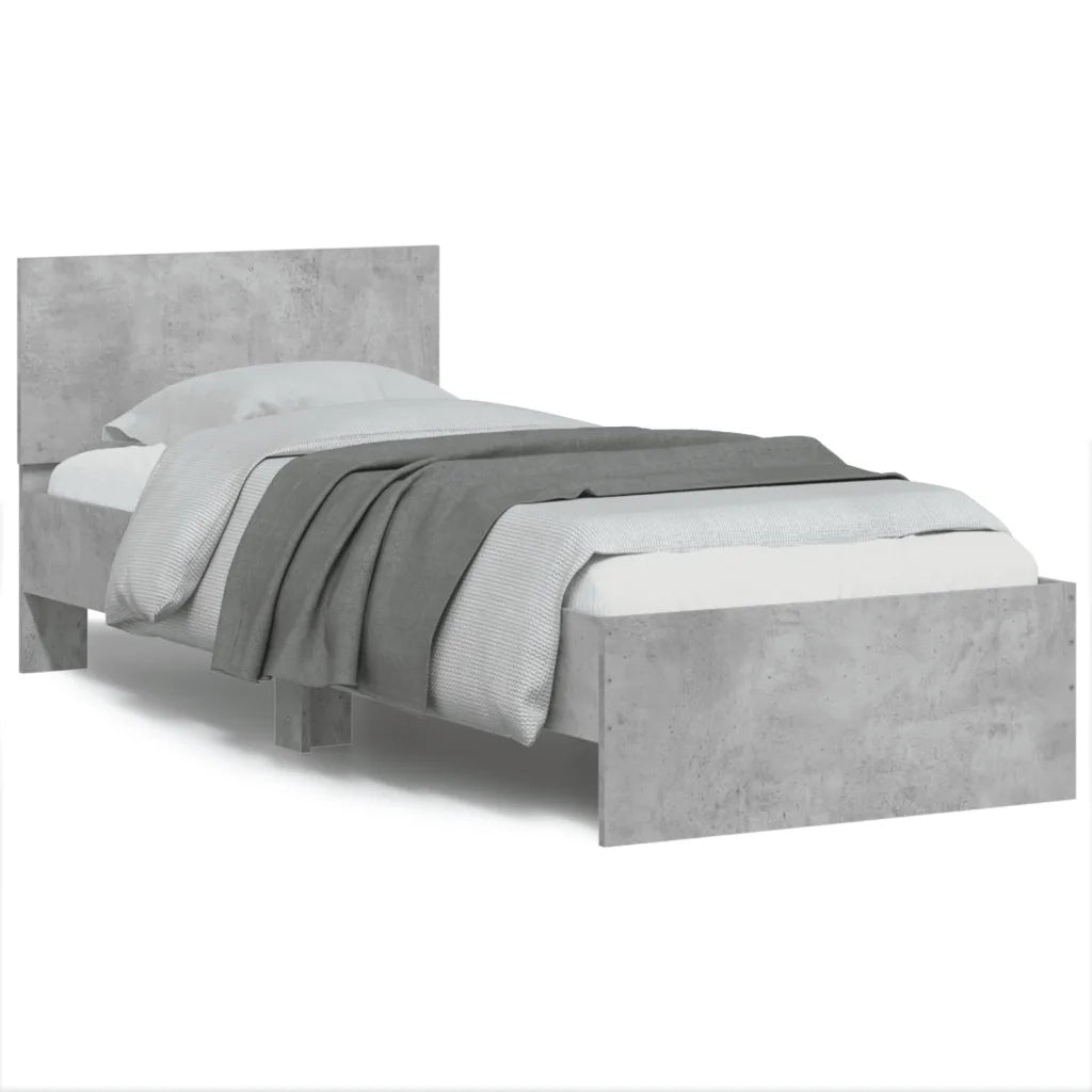 Giroletto e Testiera-Struttura letto con testiera Grigio Cemento 90x190 cm Legno Multistrato
