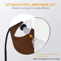 Lampada da Terra Moderna con Caricatore Wireless e Testa Flessibile per Soggiorno, Camera da Letto e Ufficio, 36x36x165 cm